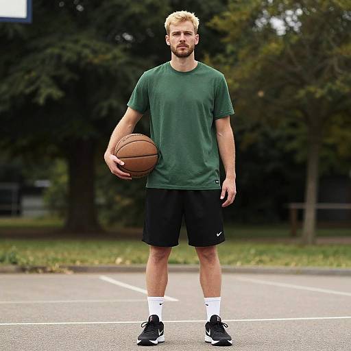 Bearded Man in Sportswear Holding Basketball