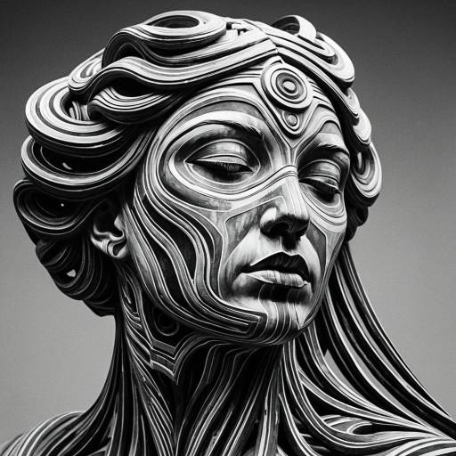 Futuristic Female Head Sculpture
