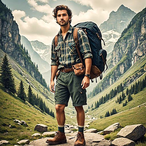 Adventurous Young Man in Retro Style