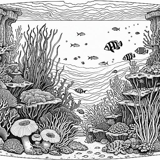 Coral Reef Underwater Coloring Page