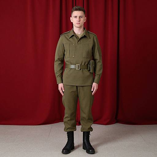 Soldier in Realistic Army Uniform