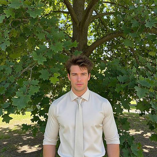 Athletic Man by Oak Tree