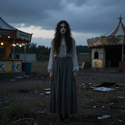 Twilight Carnival Melancholic Ghost Woman Alone