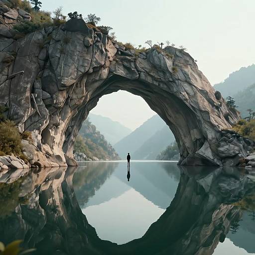 Serene 3D Natural Arch Reflection