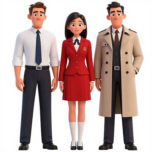 Three Distinct Animated Characters