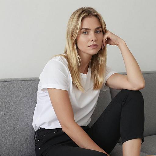Blonde Woman Relaxing on Couch