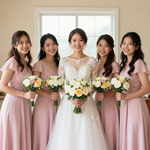 Joyful Bride with Bridesmaids