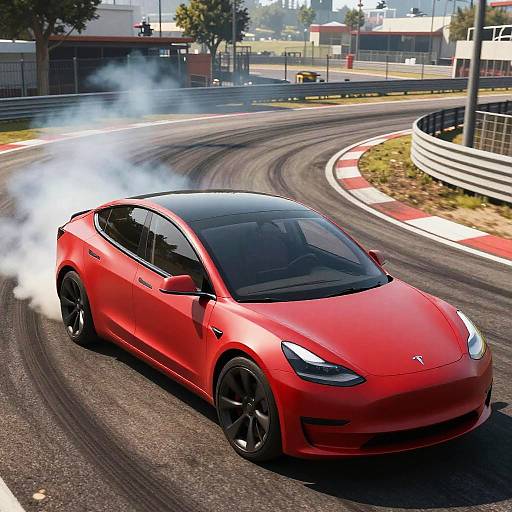 Matte Red Tesla Drifting in GTA