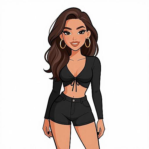 Smiling Woman in Stylish Black Outfit