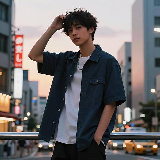 Stylish Japanese Teen in Neon Tokyo