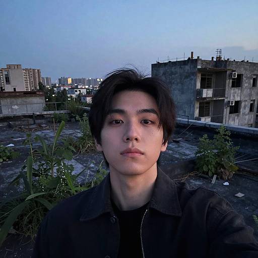 Nostalgic Rooftop Selfie at Twilight