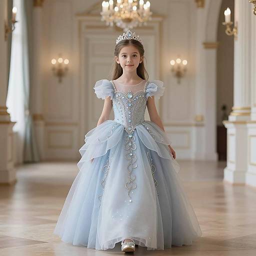 Whimsical Princess in Dreamy Ballroom