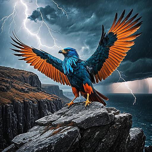 Majestic Mythological Bird on Rocky Cliff