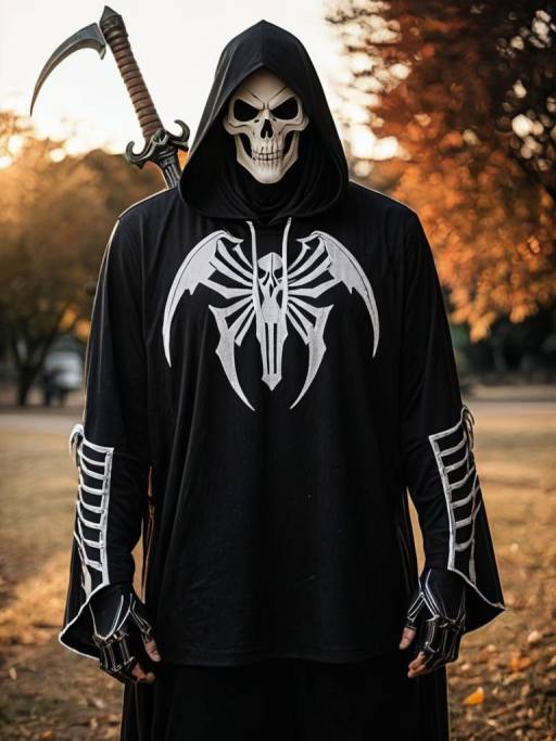 Man in Reaper Cosplay Costume Outdoors