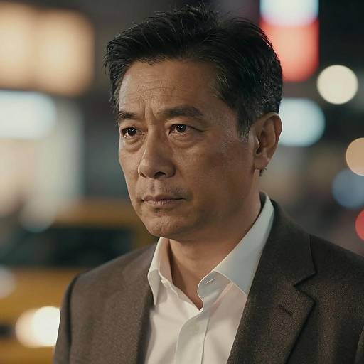 Middle-Aged Man in Suit with Intense Expression