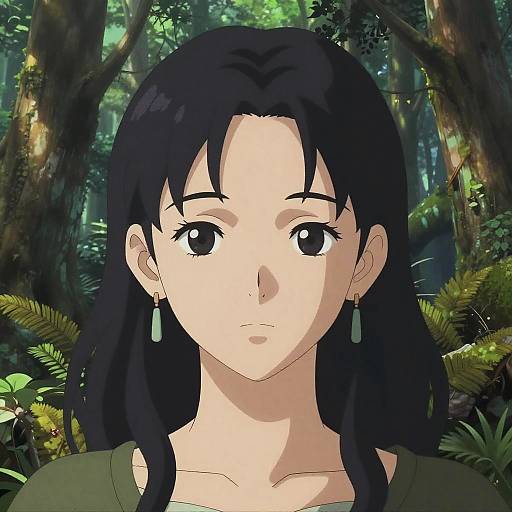 Serene Woman in Otherworldly Maximalist Forest