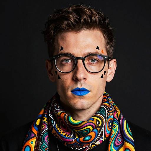 Man with Blue Lips and Psychedelic Scarf