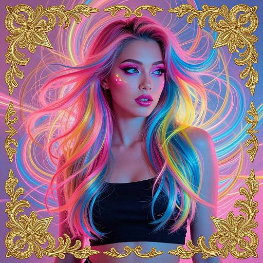 Luxurious Goldwork Woman Portrait