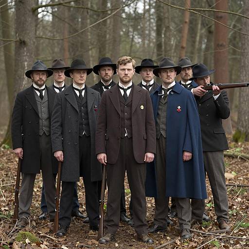 Nineteenth Century Forest Gathering of Men