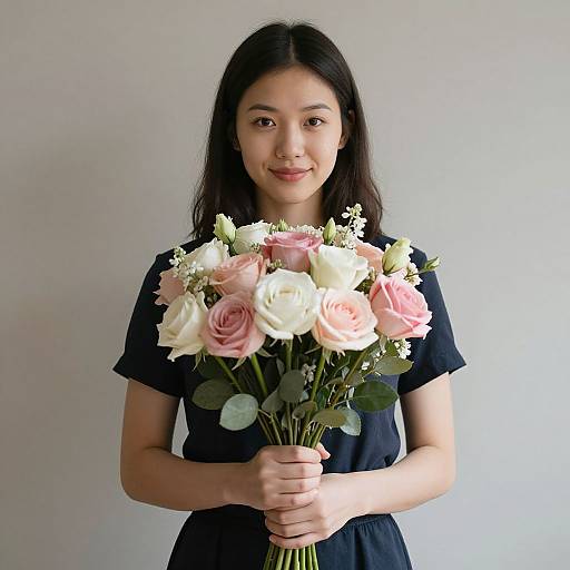 Elegant Woman Holding Bouquet