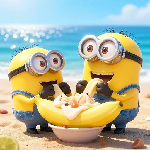 Minions Enjoying Giant Banana Split