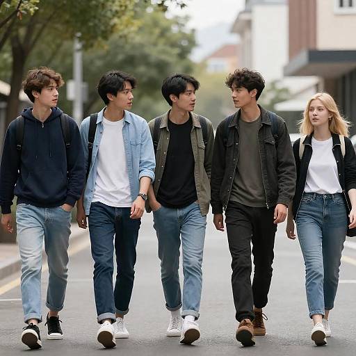 Group of Young Adults on City Street