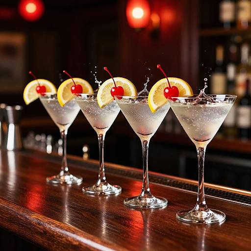 Elegant Martini Glasses on Bar