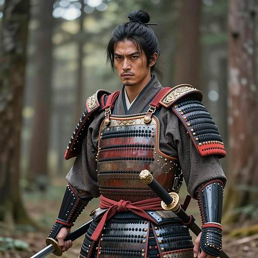 Photorealistic Samurai in Forest Setting