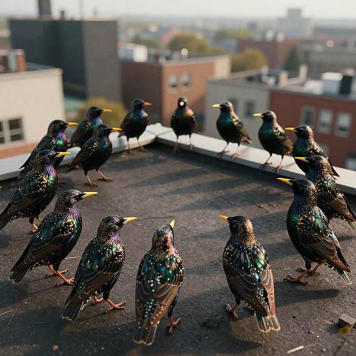 Cinematic Starling Portrait on Rooftop