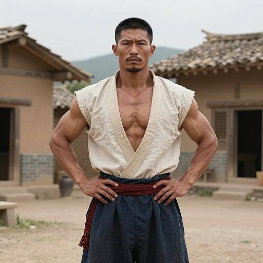 Confident Man in Rustic Traditional Attire