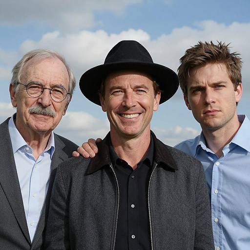 Three Men Portrait with Blue Sky Background