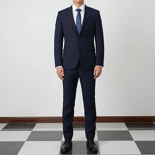 Man in Slim Suit on Checkered Floor