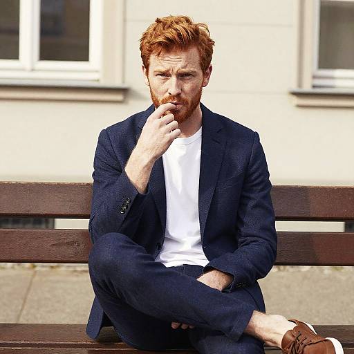 Sunlit Editorial Portrait of Red-Haired Man