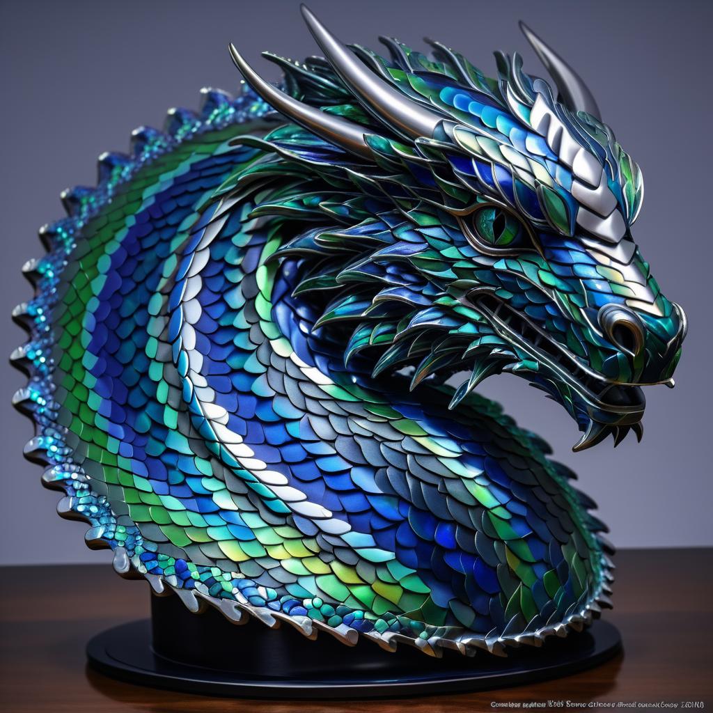 Iridescent Fordite Dragon Sculpture Art