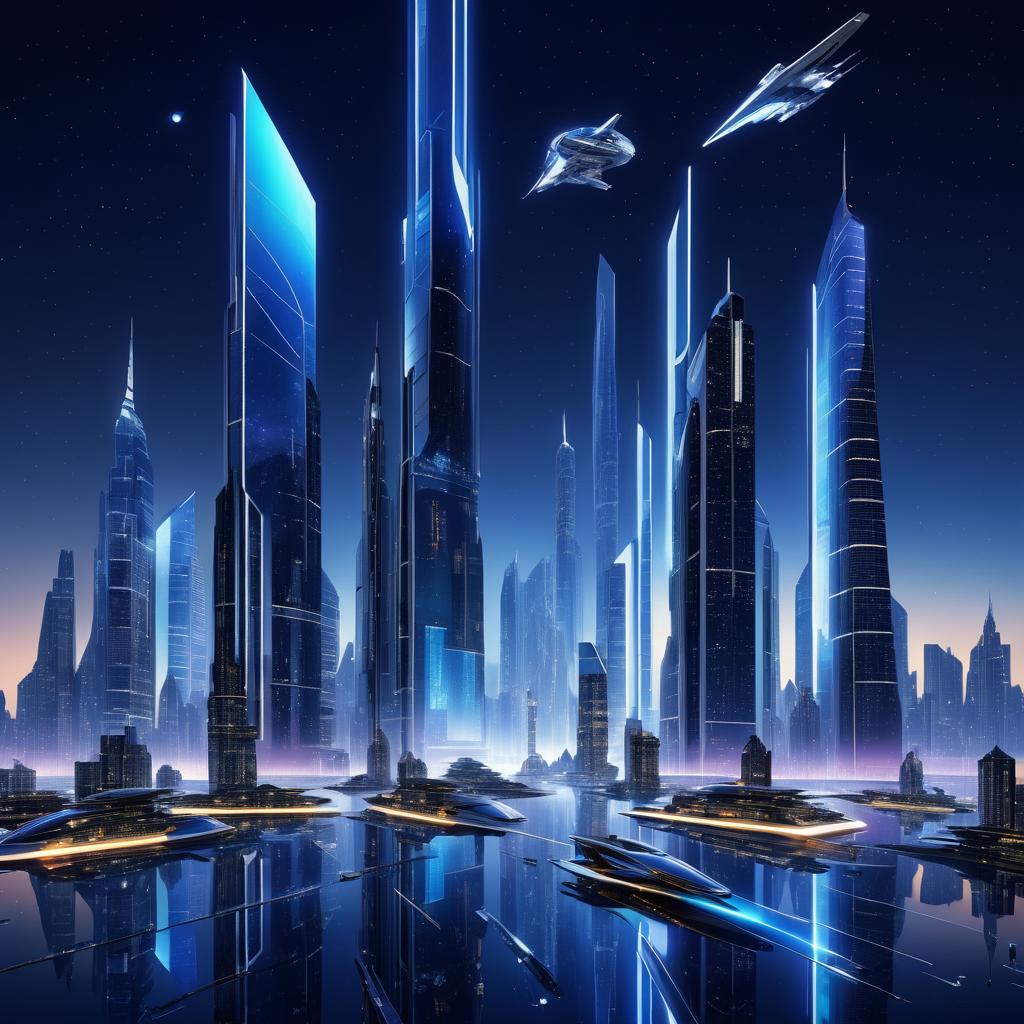 Futuristic City Skyline at Night