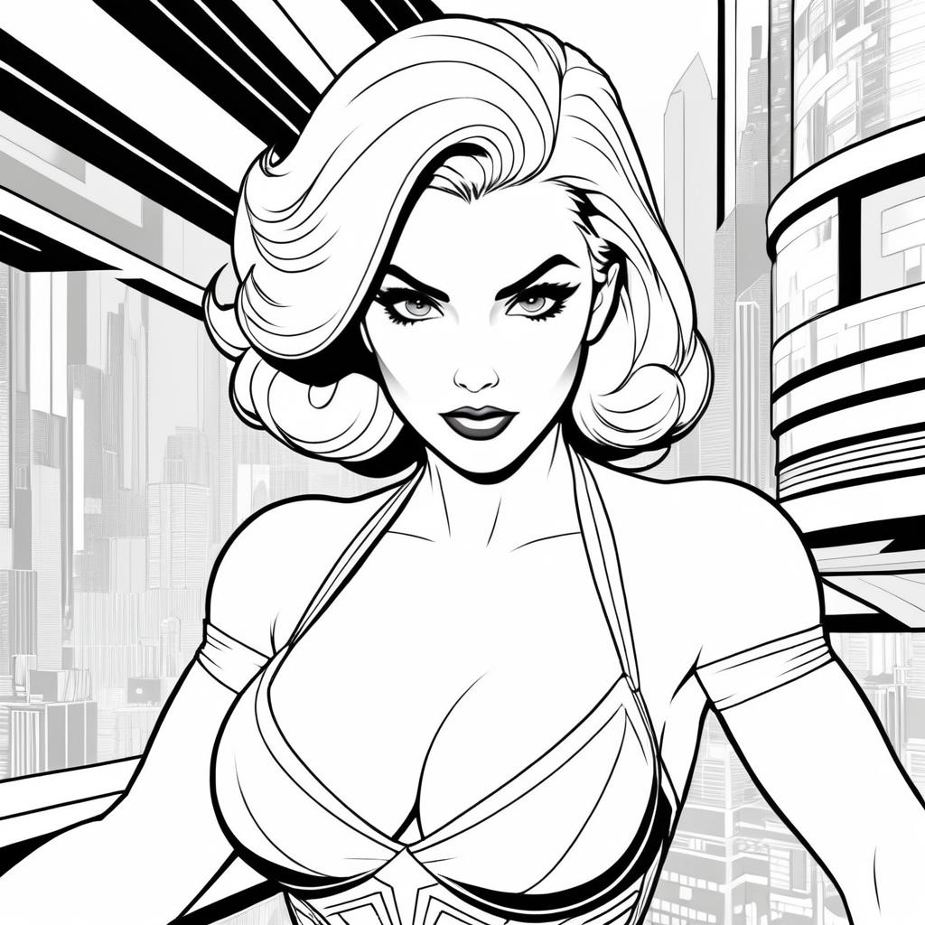 Futuristic Female Superhero Coloring Page