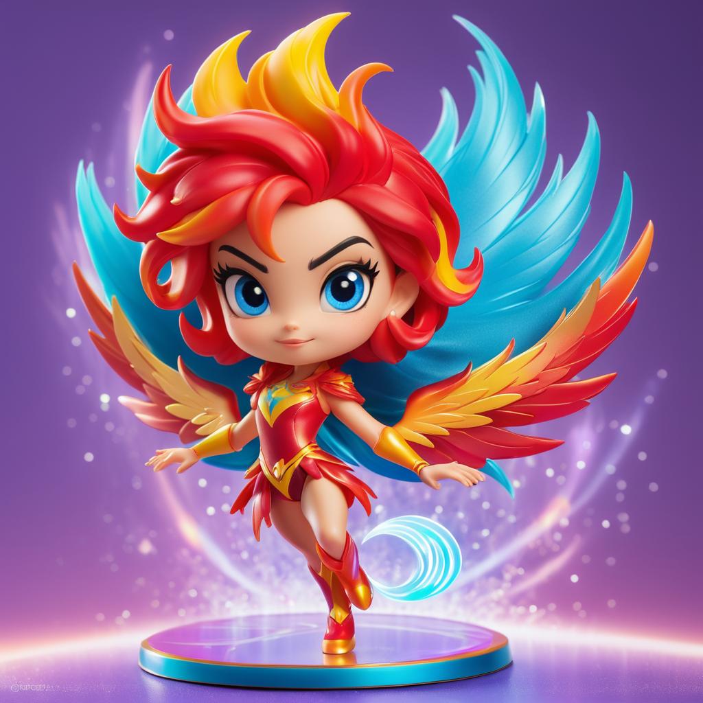 Whimsical Disney-Style Phoenix Figurine