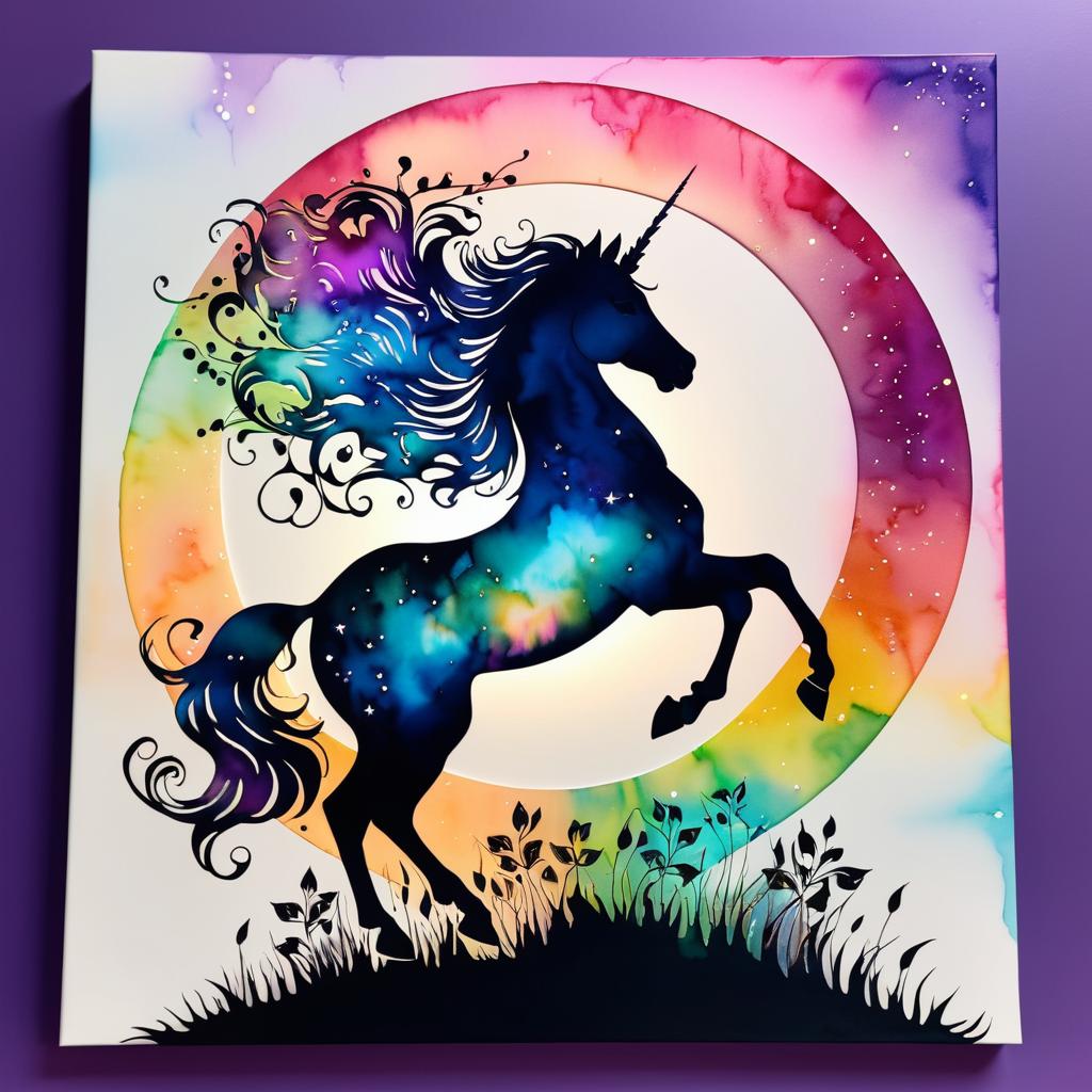 Radiant Unicorn Silhouette Art Extravaganza