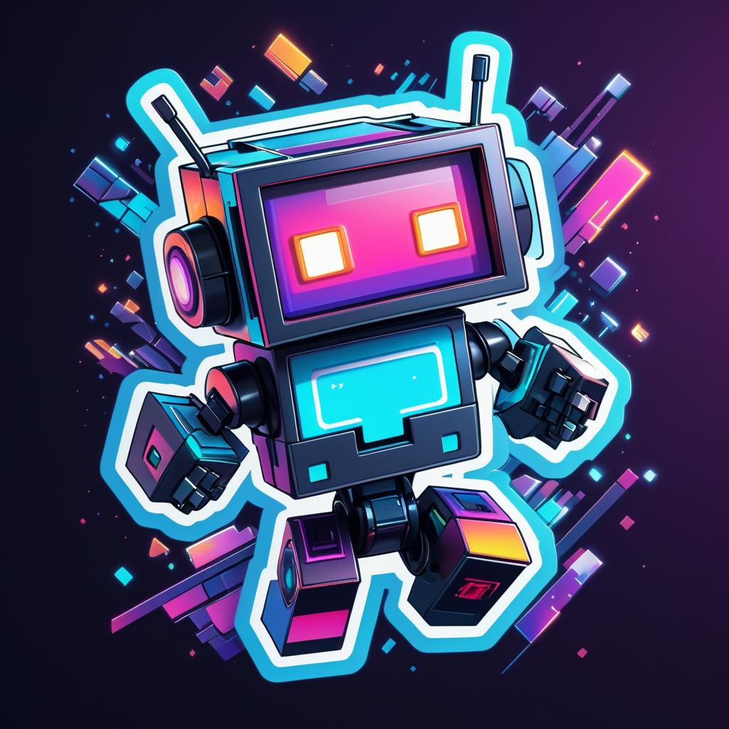 Energetic Robot Gamer Sticker Design