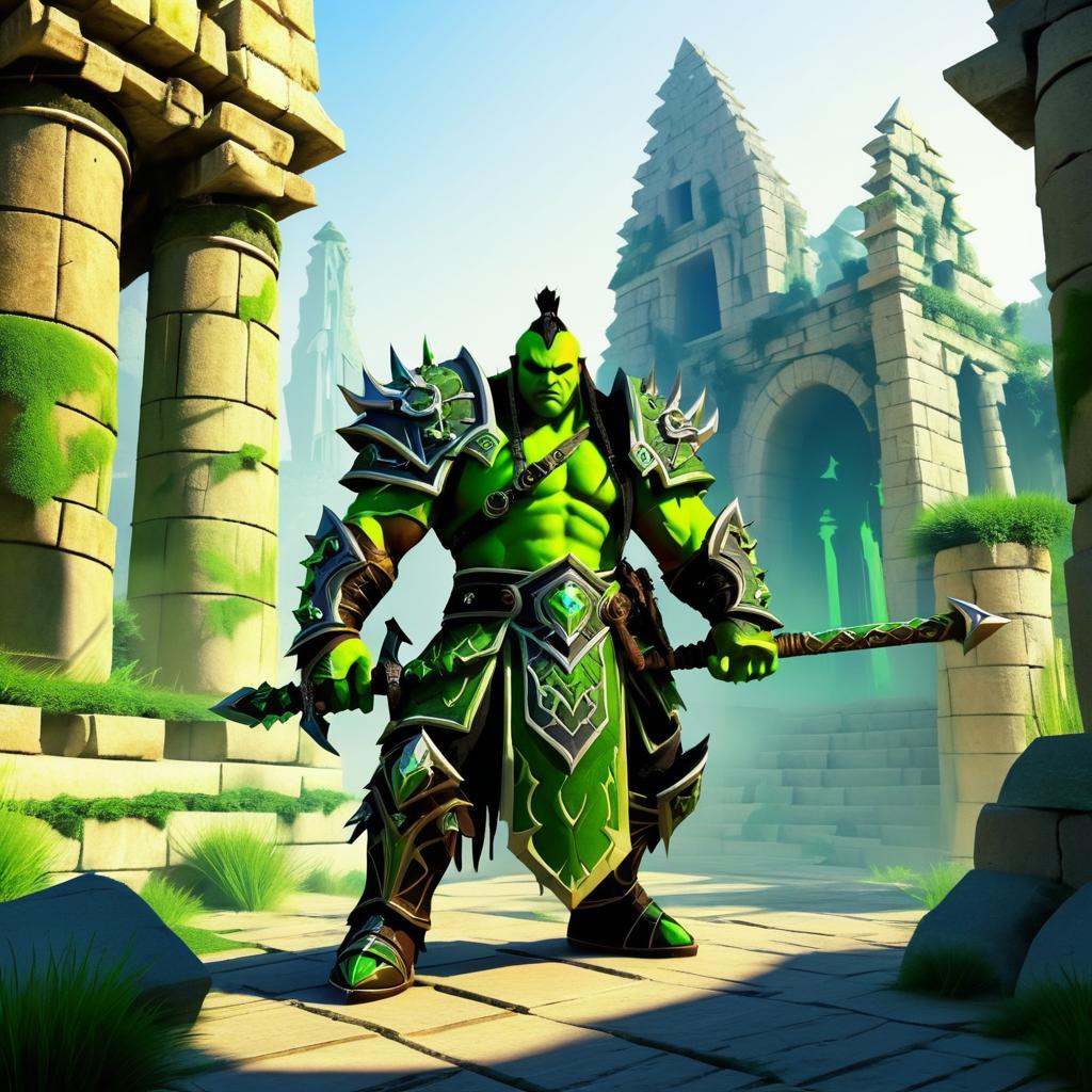 Epic Orc Blade Master in Ancient Ruins