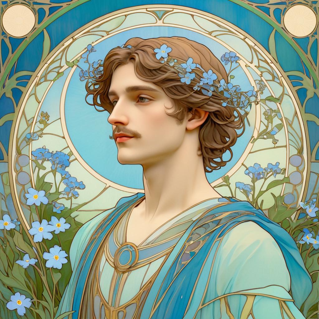 Elegant Poet in Art Nouveau Garden