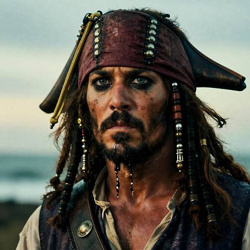 Weathered Pirate Captain Sea-Salt Closeup Portrait