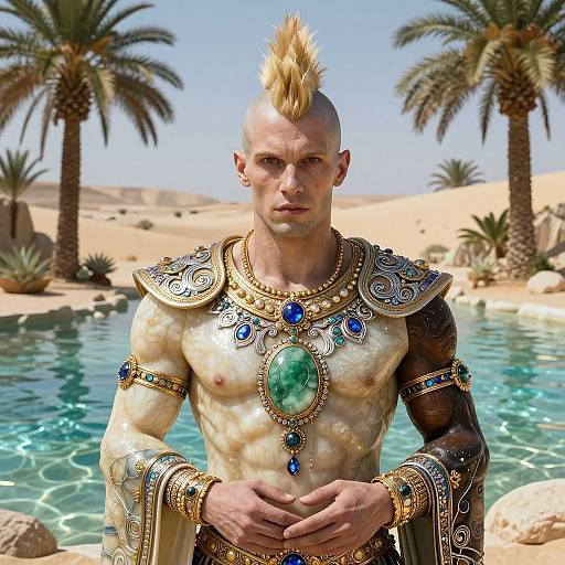 Ivory and Ebony Amulet in Desert Oasis