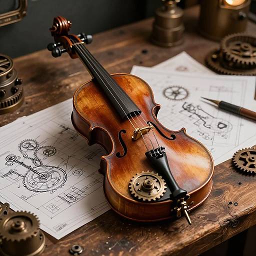 Steampunk Mechanical Device on Workbench