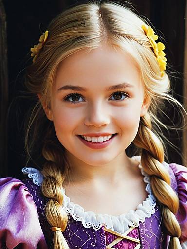 Young Girl in Rapunzel Costume Smiling