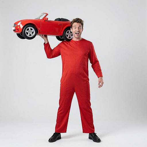 Man Wearing Red Car Costume