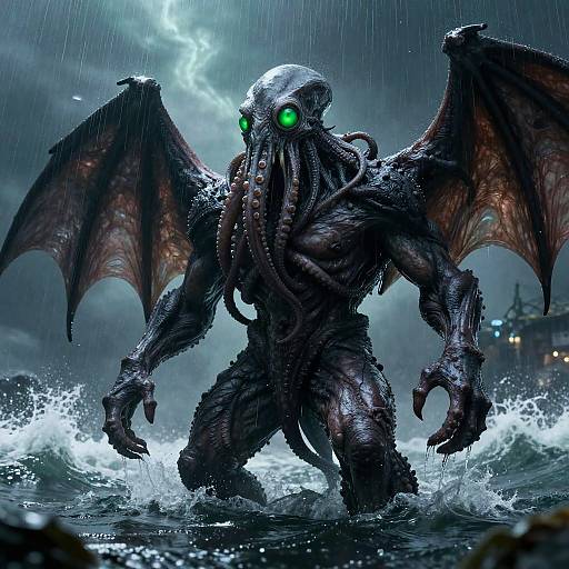 Photorealistic Cthulhu Rising from Sea