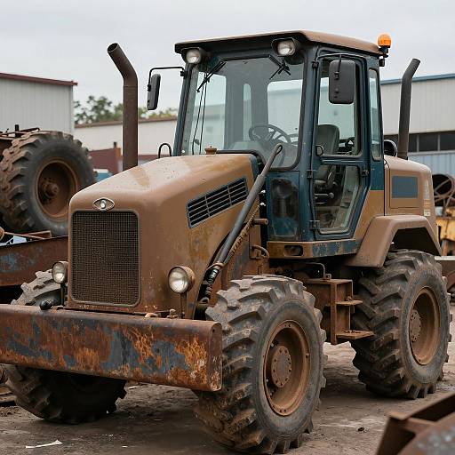 Anthropomorphic Road Grader in Urban Junkyard