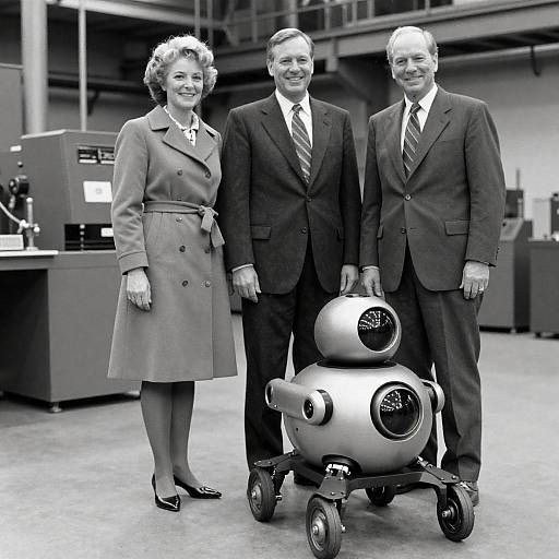 Vintage K-9 Robot and People Smiling