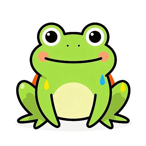 Playful Cartoon Frog with Paint Drips